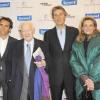 Alexandre Bombard, directeur Europe 1, Jacques Chancel en compagnie de son épouse et Dominique Desseigne à l'avant-première du film tête de Turc au cinéma Publicis sur les Champs-Elysées à Paris le 22 mars 2010