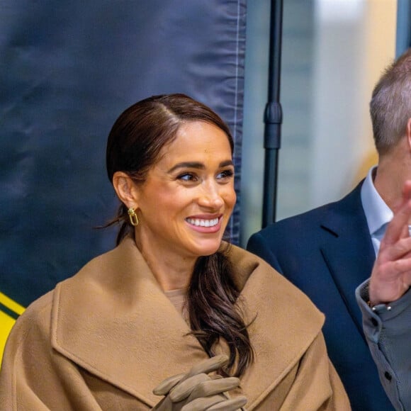 Le prince Harry, duc de Sussex et Meghan Markle, duchesse de Sussex, assistent à une séance de préparation des Invictus Games 2025 de Vancouver à Whistler, le 14 février 2024