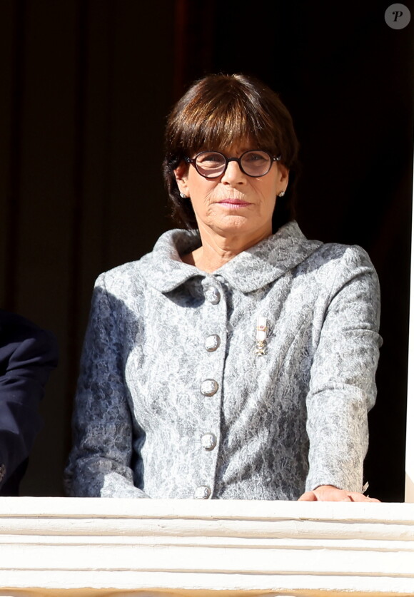 La princesse Stéphanie de Monaco - La famille princière de Monaco au balcon du palais, à l'occasion de la Fête Nationale de Monaco. Le 19 novembre 2023 © Dominique Jacovides-Bruno Bebert / Bestimage 