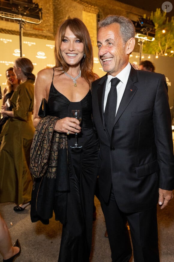 Carla Bruni et son mari Nicolas Sarkozy - Personnalités à la soirée "Women In Motion" par Kering au Château de la Castre lors du 75ème Festival International du Film de Cannes. © Olivier Borde / Bestimage