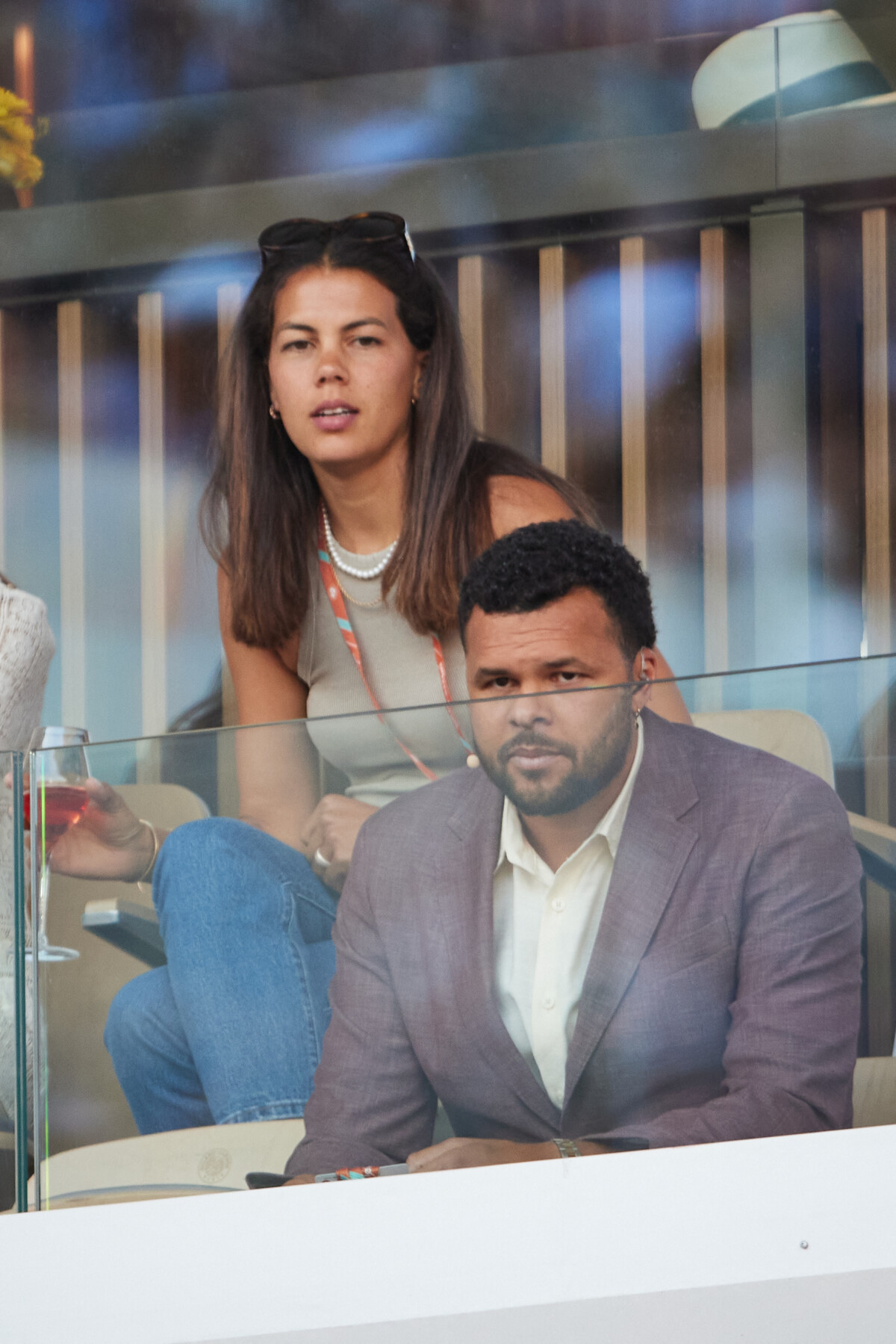 Photo : Jo-Wilfried Tsonga et sa femme Noura El Shwekh en tribunes lors ...
