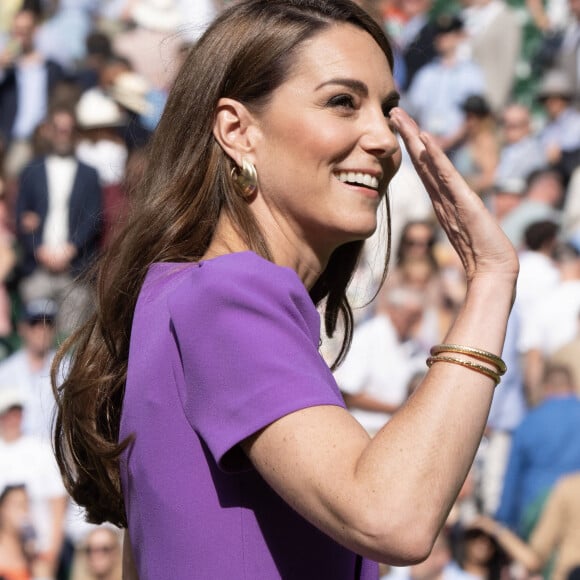 La princesse Catherine de Galles lors de la finale Hommes du tournoi de tennis de Wimbledon. Le 14 juillet 2024