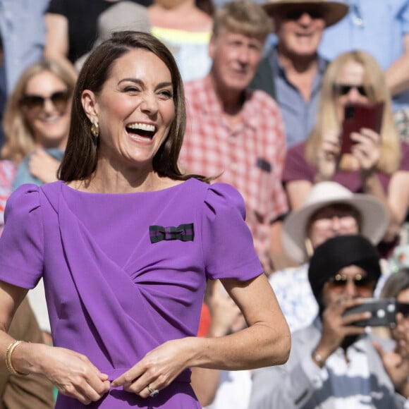 La princesse Catherine de Galles lors de la finale Hommes du tournoi de tennis de Wimbledon. Le 14 juillet 2024