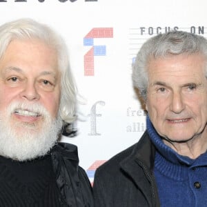 Exclusif - Paul Watson (fondateur de Sea Shepherd) et Claude Lelouch lors du photocall d'ouverture à la FIAF (French Institute Alliance Française) à New York, le 28 mars 2017.