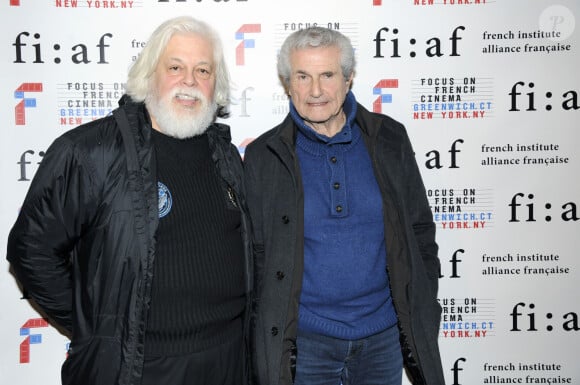 Exclusif - Paul Watson (fondateur de Sea Shepherd) et Claude Lelouch lors du photocall d'ouverture à la FIAF (French Institute Alliance Française) à New York, le 28 mars 2017.