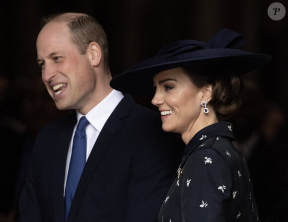 Le prince William, prince de Galles, Catherine Kate Middleton, princesse de Galles - La famille royale britannique à la sortie du service annuel du jour du Commonwealth à l'abbaye de Westminster à Londres le 13 mars 2023. 