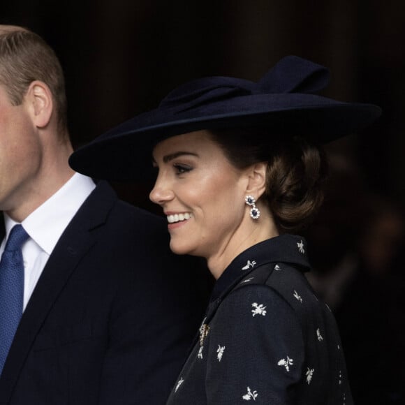 Le prince William, prince de Galles, Catherine Kate Middleton, princesse de Galles - La famille royale britannique à la sortie du service annuel du jour du Commonwealth à l'abbaye de Westminster à Londres le 13 mars 2023. 