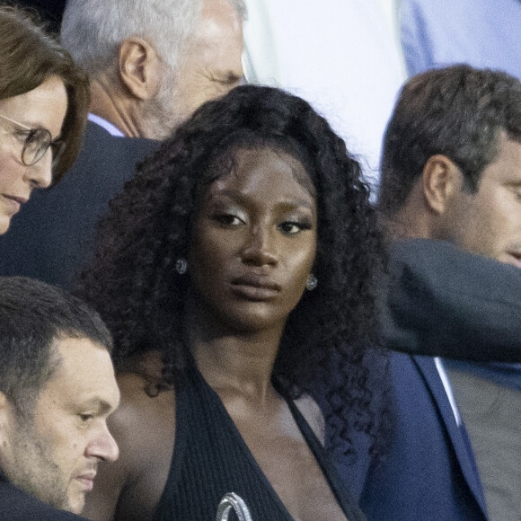 Aya Nakamura au match aller de la Ligue des Champions entre le Paris Saint-Germain et la Juventus (2-1) au Parc des Princes à Paris le 6 septembre 2022