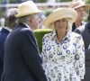 Pour rappel selon le Dailymail, la relation entre Camilla et Andrew a débuté en 1965, lorsque Simon, le frère d'Andrew, les a présentés l'un à l'autre. 
La reine consort d'Angleterre, Camilla Parker Bowles et son ex mari Andrew Parker Bowles lors du QIPCO King George Day à Ascot