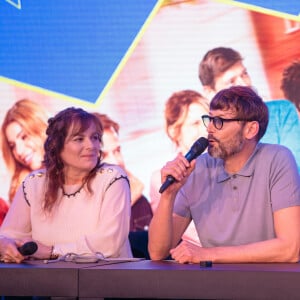 Cécilia Hornus, Laurent Kérusoré et Stéphane Henon lors de la rencontre avec l'équipe de Plus Belle La Vie, Encore Plus Belle (TF1), modérée par le journaliste Alexandre du Serie Mania Festival international Lille 2024, à Lille, France, le 16 mars 2024. © Stéphane Vansteenkiste/Bestimage