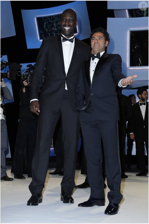 Omar Sy et Jamel Debbouze (president des Cesar 2013) - 38 eme Ceremonie des Cesar au theatre du Chatelet a Paris le 22 fevrier 2013 