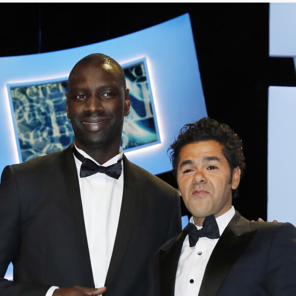 Omar Sy et Jamel Debbouze (president des Cesar 2013) - 38 eme Ceremonie des Cesar au theatre du Chatelet a Paris le 22 fevrier 2013 