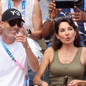 Zinedine Zidane avec sa femme Véronique assistent à la victoire de Rafael Nadal et Carlos Alcaraz face à T. Griekspoor et W. Koolhof lors des Jeux Olympiques de Paris2024 (JO) le 30 juillet 2024. © Jacovides-Perusseau/Bestimage 