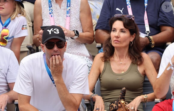 Zinedine Zidane avec sa femme Véronique assistent à la victoire de Rafael Nadal et Carlos Alcaraz face à T. Griekspoor et W. Koolhof lors des Jeux Olympiques de Paris2024 (JO) le 30 juillet 2024. © Jacovides-Perusseau/Bestimage 