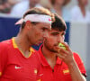 Le tandem espagnol a réussi les battre au super tie-break (6-4 6-7 10-2). Ce dernier affrontera ce mercredi les Américains Austin Krajicek et Rajeev Ram.
Rafael Nadal et Carlos Alcaraz Rafael Nadal et Carlos Alcaraz battent T. Griekspoor et W. Koolhof dans le tournoi olympique de tennis lors des Jeux Olympiques de Paris2024 (JO) à Paris le 30 Juillet 2024 © Jacovides - Perusseau / Bestimage