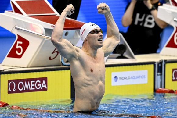 Il s'est positionné cinquième, mercredi 31 juillet, lors de la finale 100m nage libre.
Maxime Grousset, sacré champion du monde du 100 m papillon à Fukuoka, le 29 juillet 2023. © Inside / Panoramic / Bestimage 