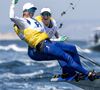 Deux championnes françaises demandées en mariage
Sarah Steyaert et Charline Picon de France participent à la course à la médaille en skiff féminin - 49er FX lors de la septième journée des Jeux Olympiques de Paris à Marseille, France. © Petter Arvidson/Bildbyran via ZUMA Press/Bestimage