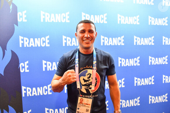 Brahim Asloum Conférence de presse de l'équipe de France de boxe pour les Jeux Olympiques de Paris 2024 mercredi 24 juillet 2024 Club France Porte de la Villette Paris