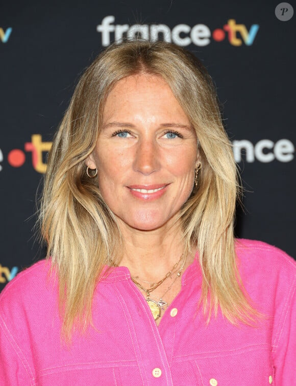 Agathe Lecaron au photocall pour la conférence de presse de rentrée de France TV à la Grande Halle de la Villette à Paris, France, le 11 juillet 2023. © Coadic Guirec/Bestimage 