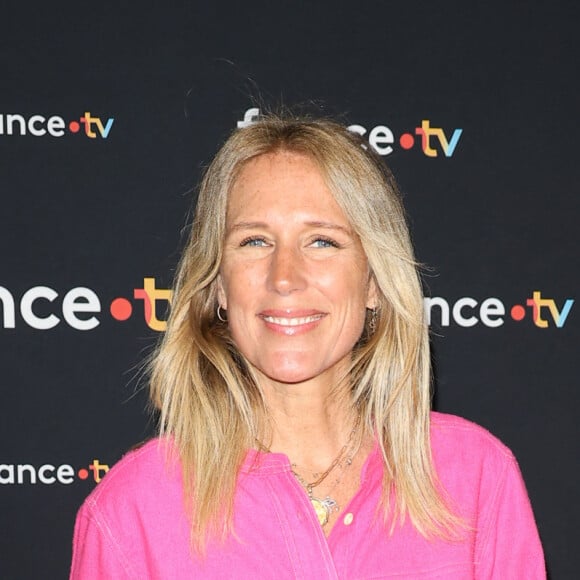 Agathe Lecaron au photocall pour la conférence de presse de rentrée de France TV à la Grande Halle de la Villette à Paris, France, le 11 juillet 2023. © Coadic Guirec/Bestimage 