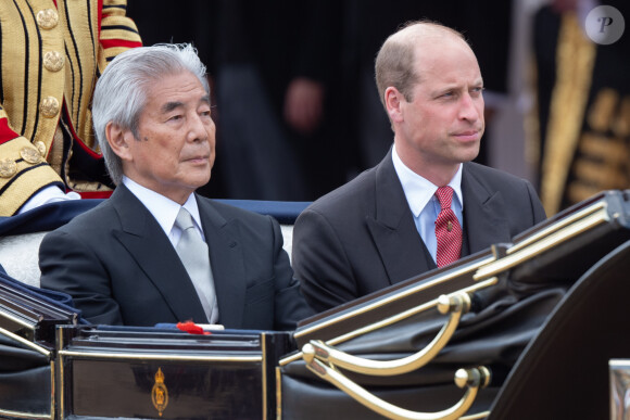 Le prince William, prince de Galles - Cérémonie d'accueil et trajet en calèche lors de la visite de l'empereur Naruhito du Japon à Londres le 25 juin 2024