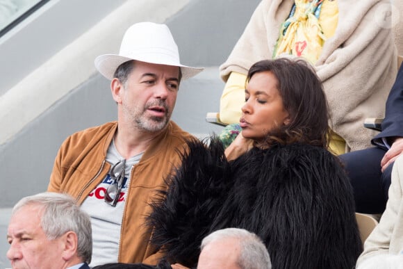 Stephane Plaza et Karine Le Marchand dans les tribunes lors des Internationaux de France de tennis à la salle Roland-Garros le 08 juin 2019 à Paris, France. Photo par Nasser Berzane/ABACAPRESS.COM