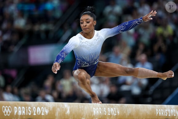 "Je l'attends. Je veux lui faire savoir que je l'aime et que je suis très fière d'elle", conclut la mère de Simone Biles

Simone Biles of USA competes during the Artistic Gymnastics Women's Balance Beam Final on day ten of the Olympic Games Paris 2024 at Bercy Arena on August 05, 2024 in Paris, France.