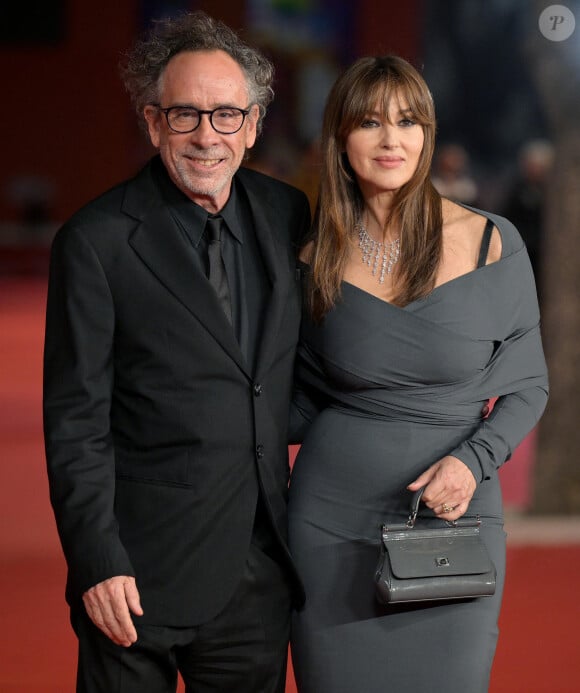 Monica Bellucci et de son compagnon Tim Burton à la première du film "Diabolik" lors de la 18ème édition du festival du film de Rome le 19 octobre 2023