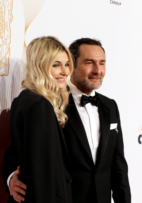 Gilles Lellouche et sa compagne Alizée Guinochet - Photocall lors de la 43ème cérémonie des Cesar à la salle Pleyel à Paris, le 2 mars 2018. © Dominique Jacovides - Olivier Borde / Bestimage