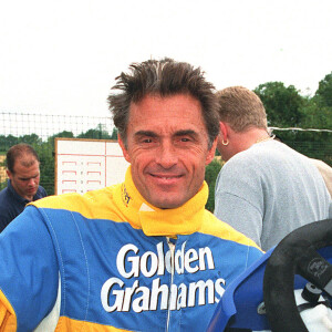 Gerard Holtz au circuit de Karting pour la deuxième manche du Challenge National Smile Competition.© ABACA. Aunay-Les-Bois, 20/06/99.