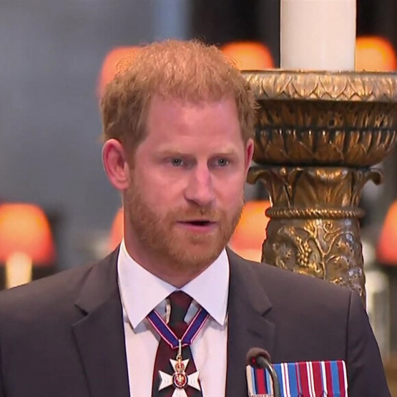 Le prince Harry, duc de Sussex lors de la célébration du 10ème anniversaire des Invictus Games, en la cathédrale Saint-Paul à Londres, Royaume Uni, le 8 mai 2024.