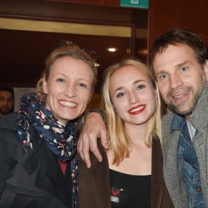 Alexandra Lamy, Chloé Jouannet et son père Thomas Jouannet - Représentation de la pièce "Les Monologues du Vagin" au théâtre le Comédia à Paris le 12 mars 2018. © Guirec Coadic/Bestimage