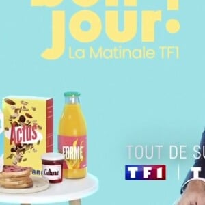 Depuis janvier, Bruce Toussaint présente "Bonjour !" chaque matin sur TF1
Affiche promotionnelle de "Bonjour !" sur TF1