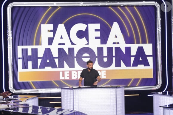 Exclusif - Cyril Hanouna sur le plateau de l'enregistrement de l'émission " Face à Hanouna " présentée parC.Hanouna et diffusée sur C8 le 08 septembre 2024, à Paris, France, le 05 septembre 2024. © Jack Tribeca / Bestimage