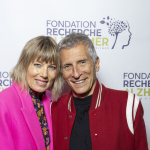 Nagui et sa femme Mélanie Page au photocall du concert du gala des 20 ans de la fondation Recherche Alzheimer "2 générations chantent pour la 3ème" à l'Olympia à Paris le 18 mars 2024. © Cyril Moreau / Bestimage