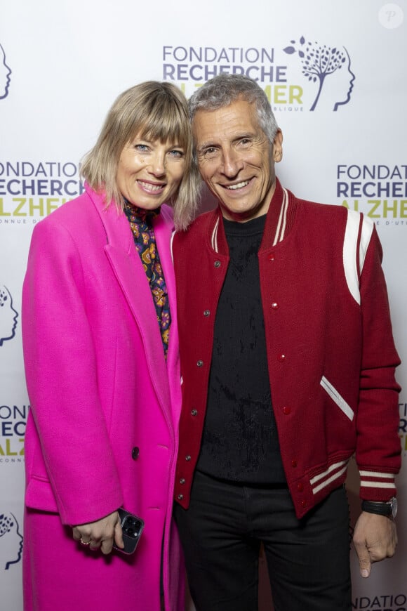 Nagui et sa femme Mélanie Page au photocall du concert du gala des 20 ans de la fondation Recherche Alzheimer "2 générations chantent pour la 3ème" à l'Olympia à Paris le 18 mars 2024. © Cyril Moreau / Bestimage