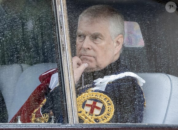 Londres - Le prince Andrew, duc d'York, - Sortie de la cérémonie de couronnement du roi d'Angleterre à l'abbaye de Westminster de Londres, Royaume Uni, le 6 mai 2023. 