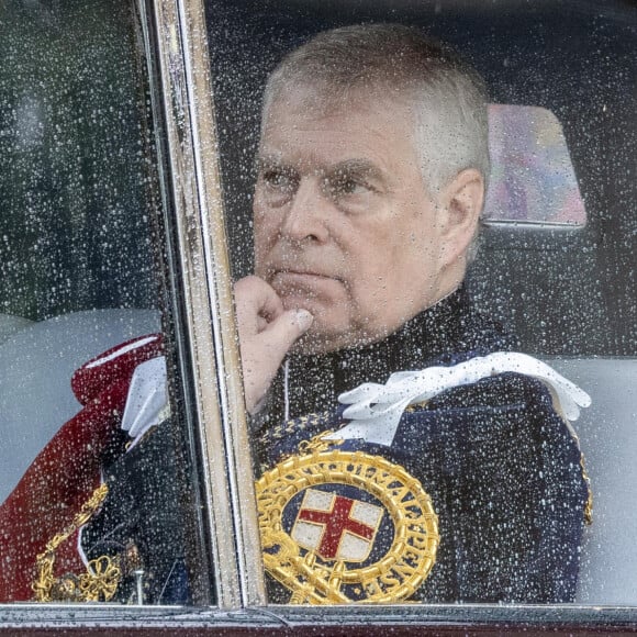 Londres - Le prince Andrew, duc d'York, - Sortie de la cérémonie de couronnement du roi d'Angleterre à l'abbaye de Westminster de Londres, Royaume Uni, le 6 mai 2023. 