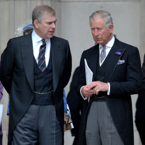 5 juin 2012. Jubilé de diamant de la Reine - service d'action de grâce à la cathédrale St Paul, Londres. Sur la photo, le prince Charles et le prince Andrew.