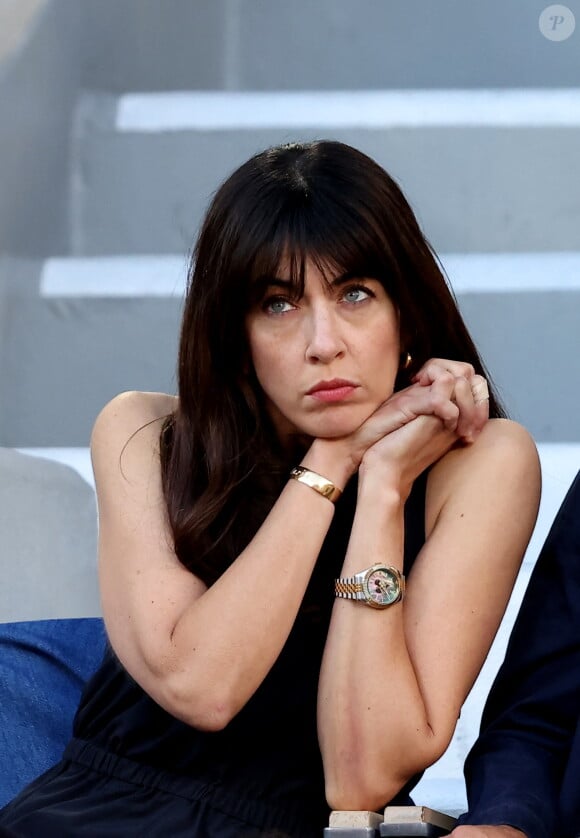 Nolwenn Leroy et son compagnon Arnaud Clément - Célébrités dans les tribunes des Internationaux de France de tennis de Roland Garros 2024 à Paris le 7 juin 2024. © Jacovides-Moreau/Bestimage 