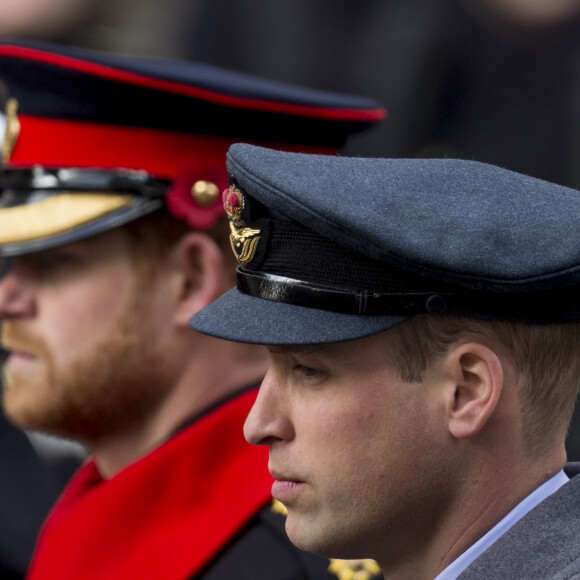 Le prince William, duc de Cambridge et le prince Harry - La famille royale britannique participe à la cérémonie du Remembrance Sunday à Londres, Royaume Uni, le 12 novembre 2017. 