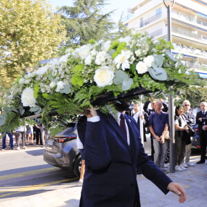 Obsèques du journaliste sportif, Didier Roustan, décédé le 11 septembre à l'âge de 66 ans en l'église Notre-Dame-des-Pins, à Cannes le 20 septembre 2024. © Franz Chavaroche/Bestimage