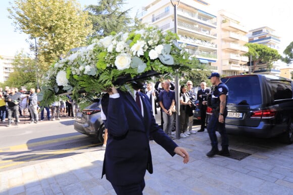 Obsèques du journaliste sportif, Didier Roustan, décédé le 11 septembre à l'âge de 66 ans en l'église Notre-Dame-des-Pins, à Cannes le 20 septembre 2024. © Franz Chavaroche/Bestimage