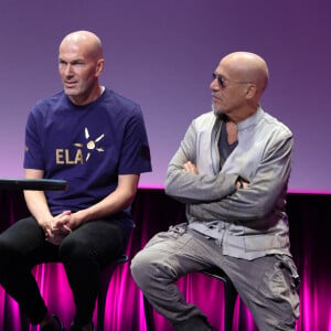 Tony Estanguet, Zinedine Zidane et Florent Pagny assistent à la cérémonie de remise du Prix de l'Ambassadeur de l'association ELA (European Leukodystrophy Association) à la Cité des Sciences et de l'Industrie à Paris, France, le 07 juin 2023. Photo par Jerome Domine/ABACAPRESS.COM