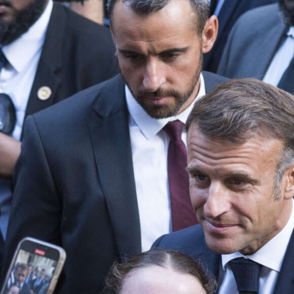 La Première dame a accompagné son mari, Emmanuel Macron pour la 41ème édition des journées européennes du patrimoine
 
Emmanuel Macron et Brigitte Macron - Déplacement du président de république, Emmanuel Macron à l'occasion de la 41ème édition des journées européennes du patrimoine à Chartres, visite du trésor de la Cathédrale de Chartres - Chartres le 20 septembre 2024. © Arnaud Hebert / Pool / Bestimage