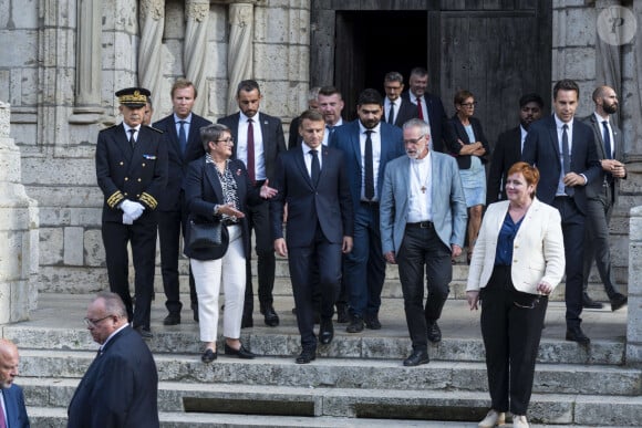 Déplacement du président de république, Emmanuel Macron à l'occasion de la 41ème édition des journées européennes du patrimoine à Chartres, visite du trésor de la Cathédrale de Chartres - Chartres le 20 septembre 2024. © Arnaud Hebert / Pool / Bestimage