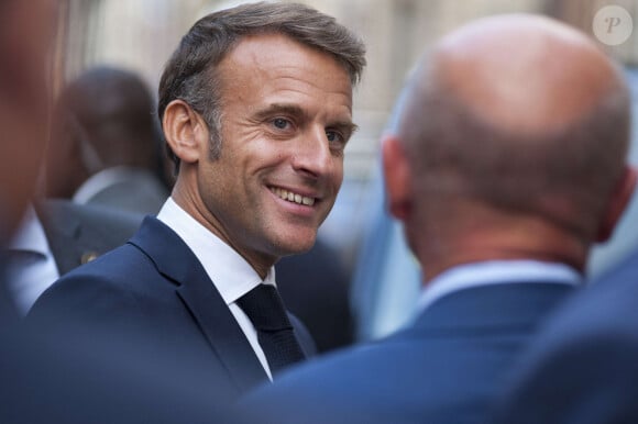 Déplacement du président de république, Emmanuel Macron à l'occasion de la 41ème édition des journées européennes du patrimoine à Chartres, visite du trésor de la Cathédrale de Chartres - Chartres le 20 septembre 2024. © Arnaud Hebert / Pool / Bestimage