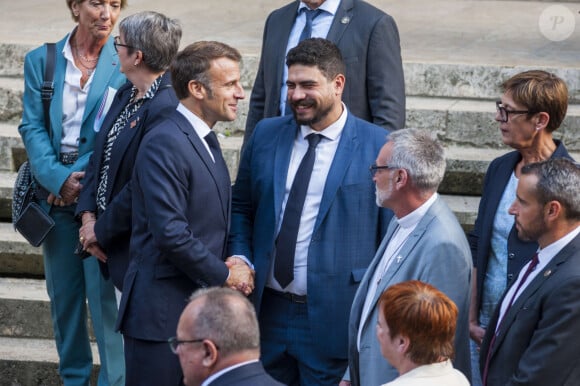 Déplacement du président de république, Emmanuel Macron à l'occasion de la 41ème édition des journées européennes du patrimoine à Chartres, visite du trésor de la Cathédrale de Chartres - Chartres le 20 septembre 2024. © Arnaud Hebert / Pool / Bestimage