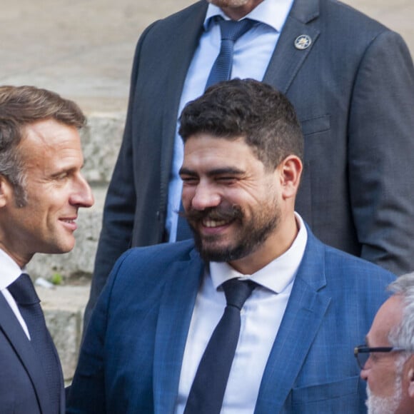 Déplacement du président de république, Emmanuel Macron à l'occasion de la 41ème édition des journées européennes du patrimoine à Chartres, visite du trésor de la Cathédrale de Chartres - Chartres le 20 septembre 2024. © Arnaud Hebert / Pool / Bestimage