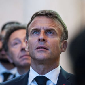 Déplacement du président de république, Emmanuel Macron à l'occasion de la 41ème édition des journées européennes du patrimoine à Chartres, visite du trésor de la Cathédrale de Chartres - Chartres le 20 septembre 2024. © Arnaud Hebert / Pool / Bestimage